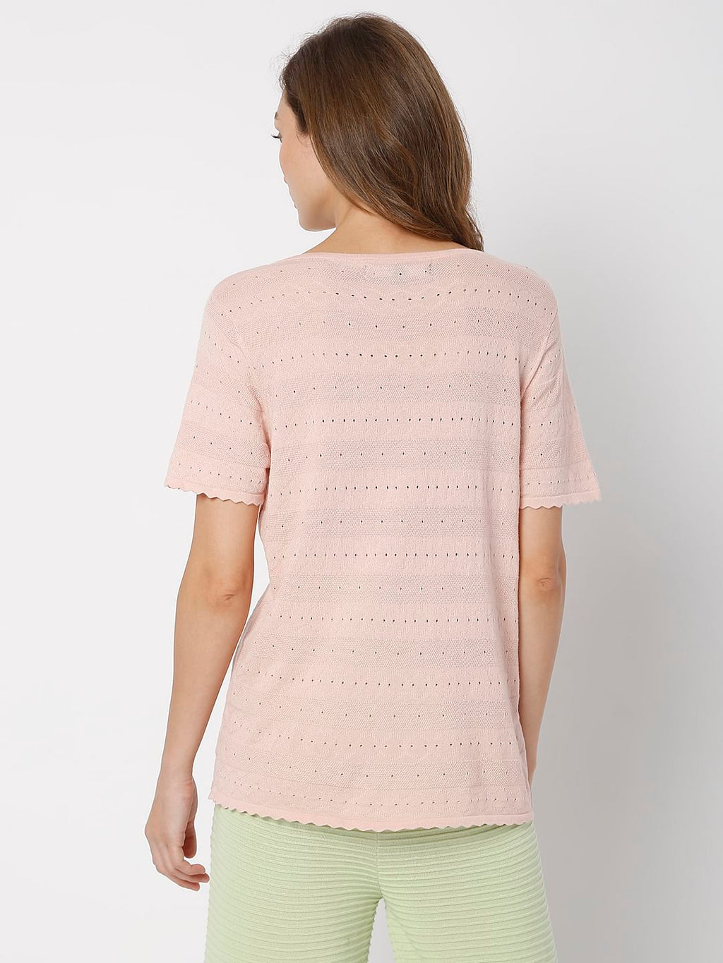 Coral Flat Knit Textured T-Shirt