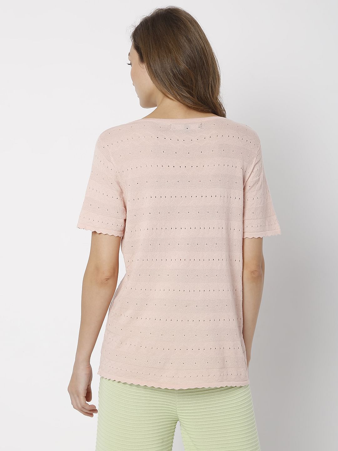 Coral Flat Knit Textured T-Shirt