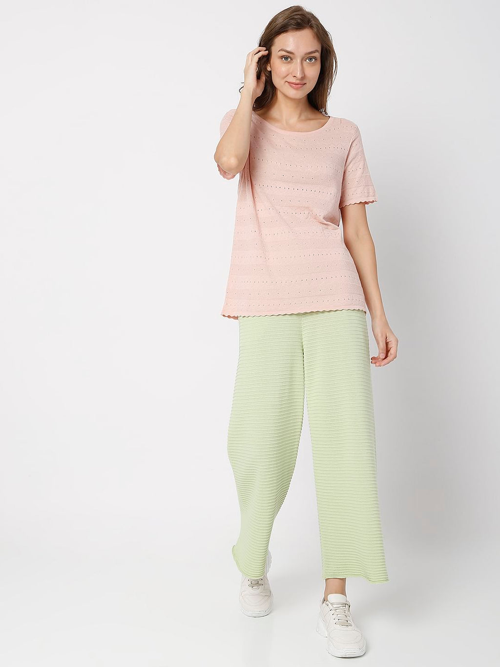 Coral Flat Knit Textured T-Shirt