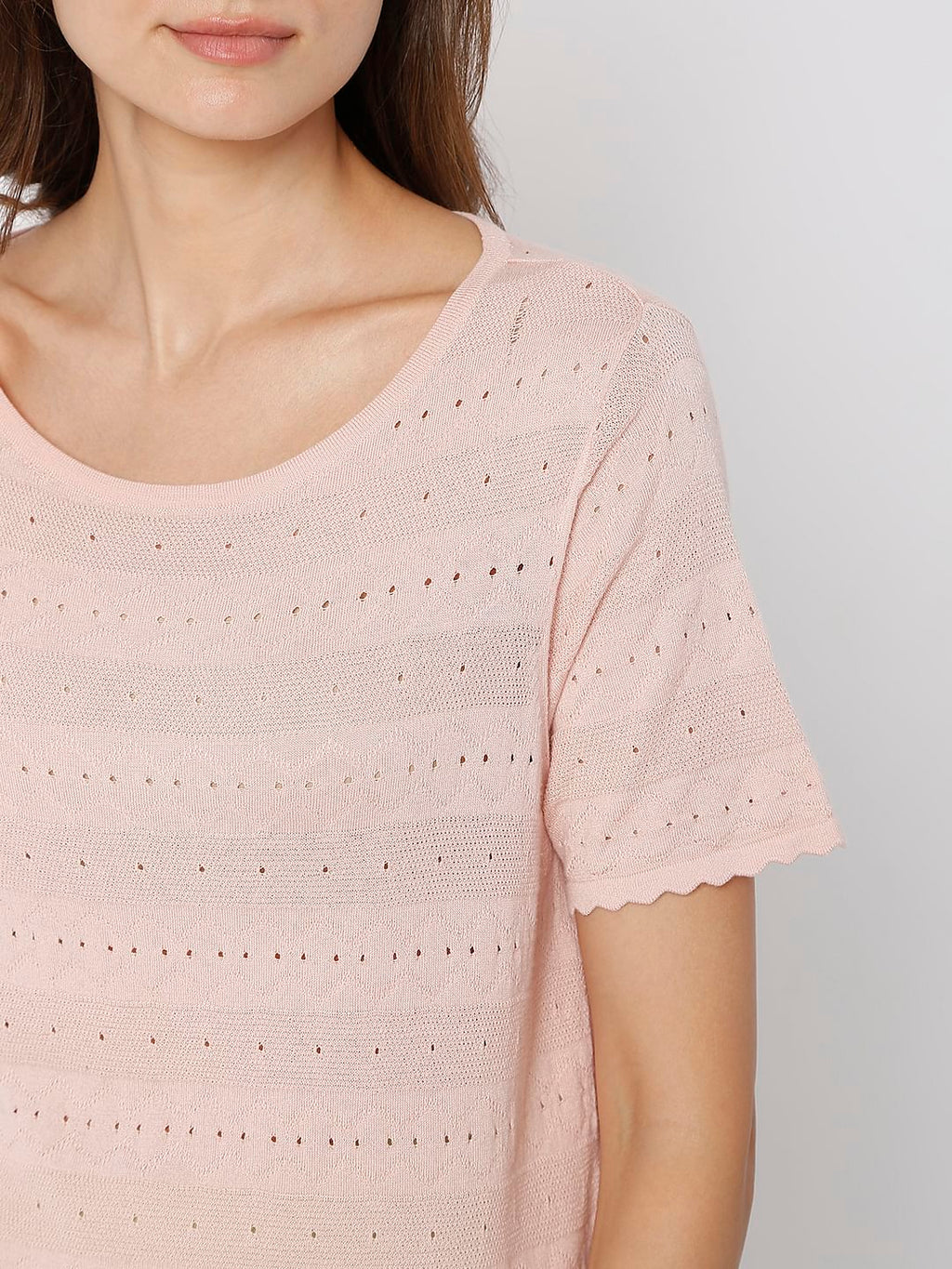 Coral Flat Knit Textured T-Shirt