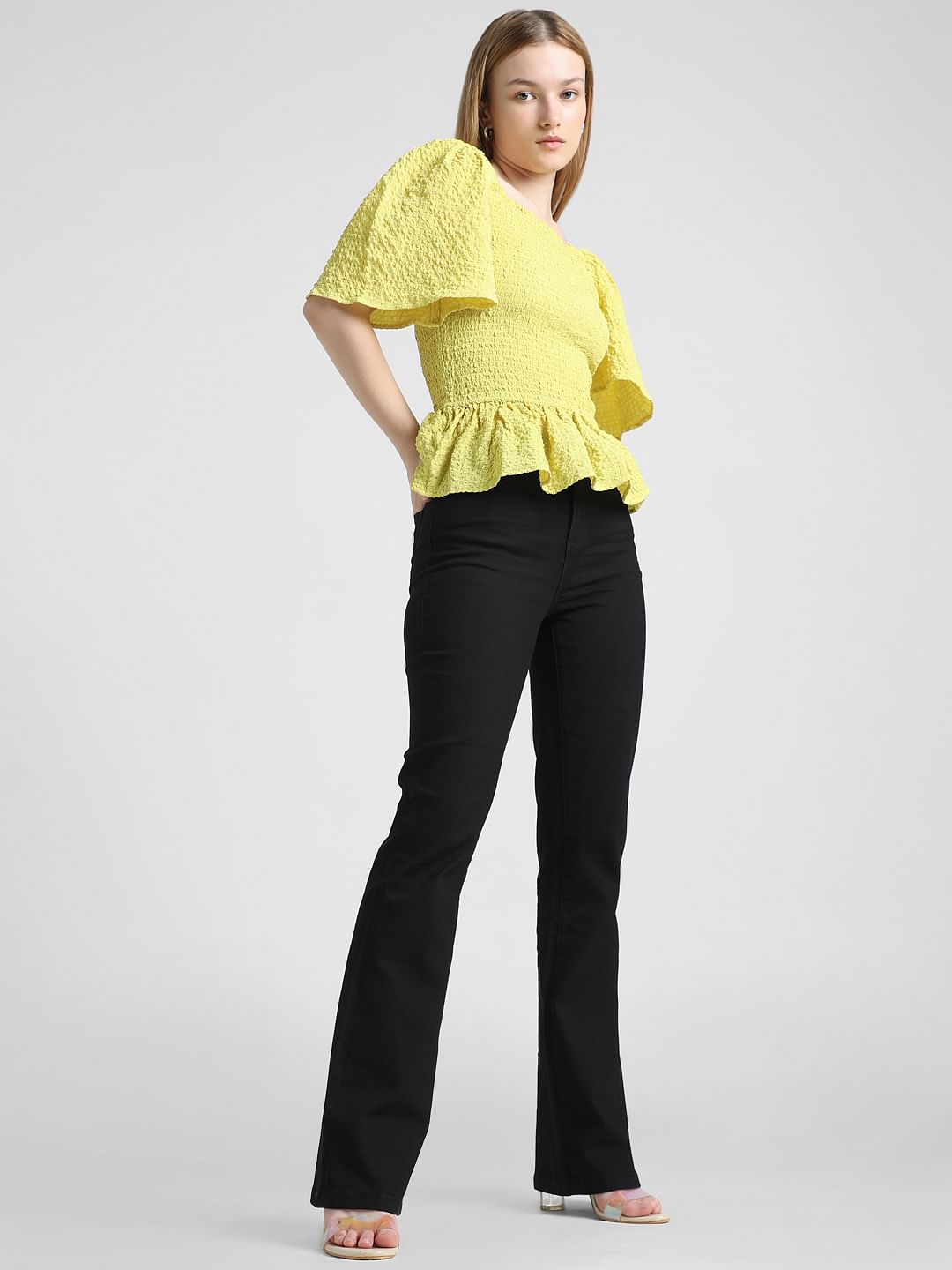 Black High Rise Flared Jeans