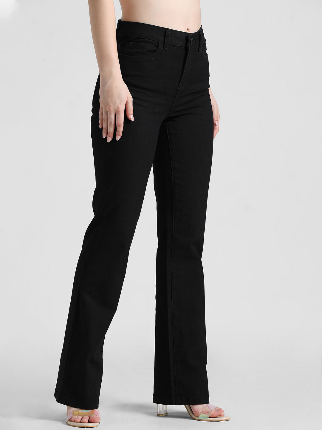 Black High Rise Flared Jeans
