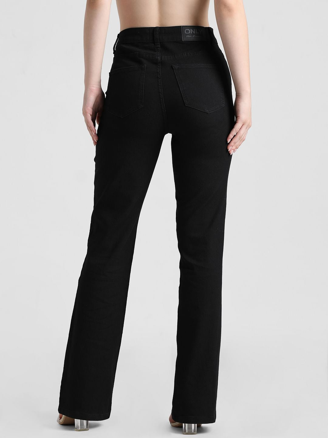 Black High Rise Flared Jeans
