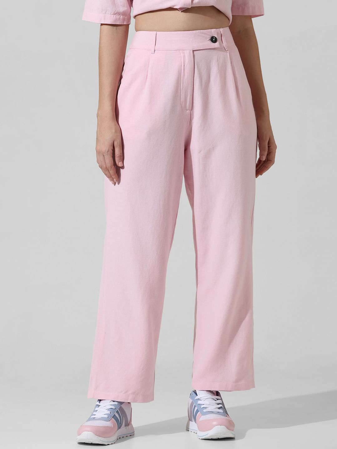 Pink High Rise Co-Ord Set Pants