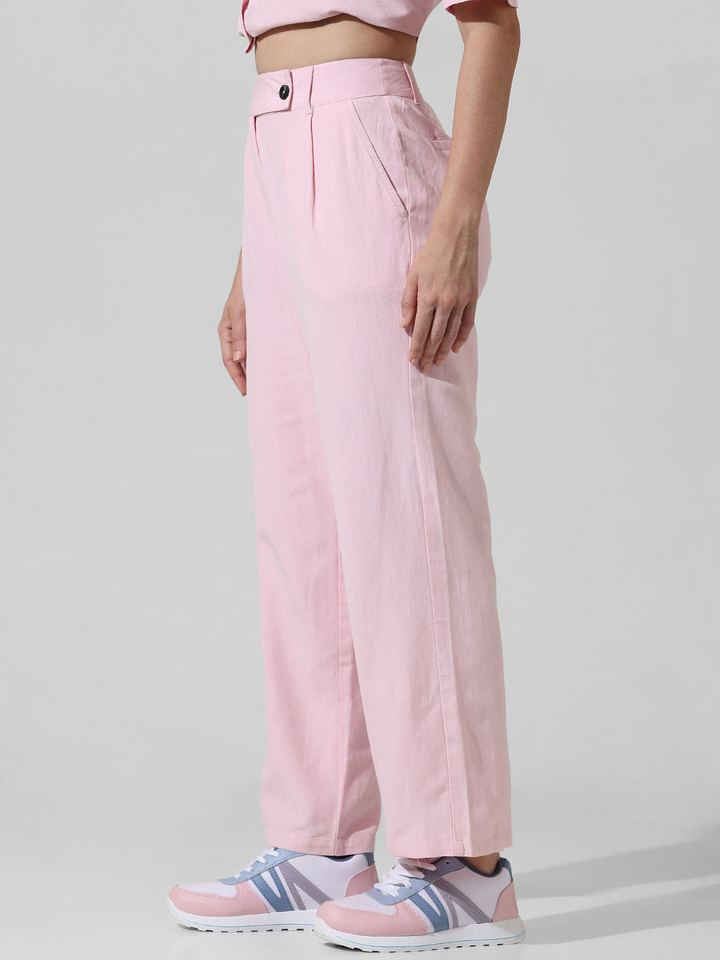 Pink High Rise Co-Ord Set Pants
