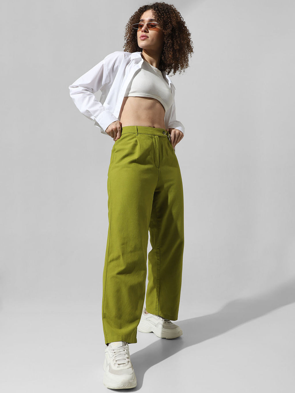 Green High Rise Pants