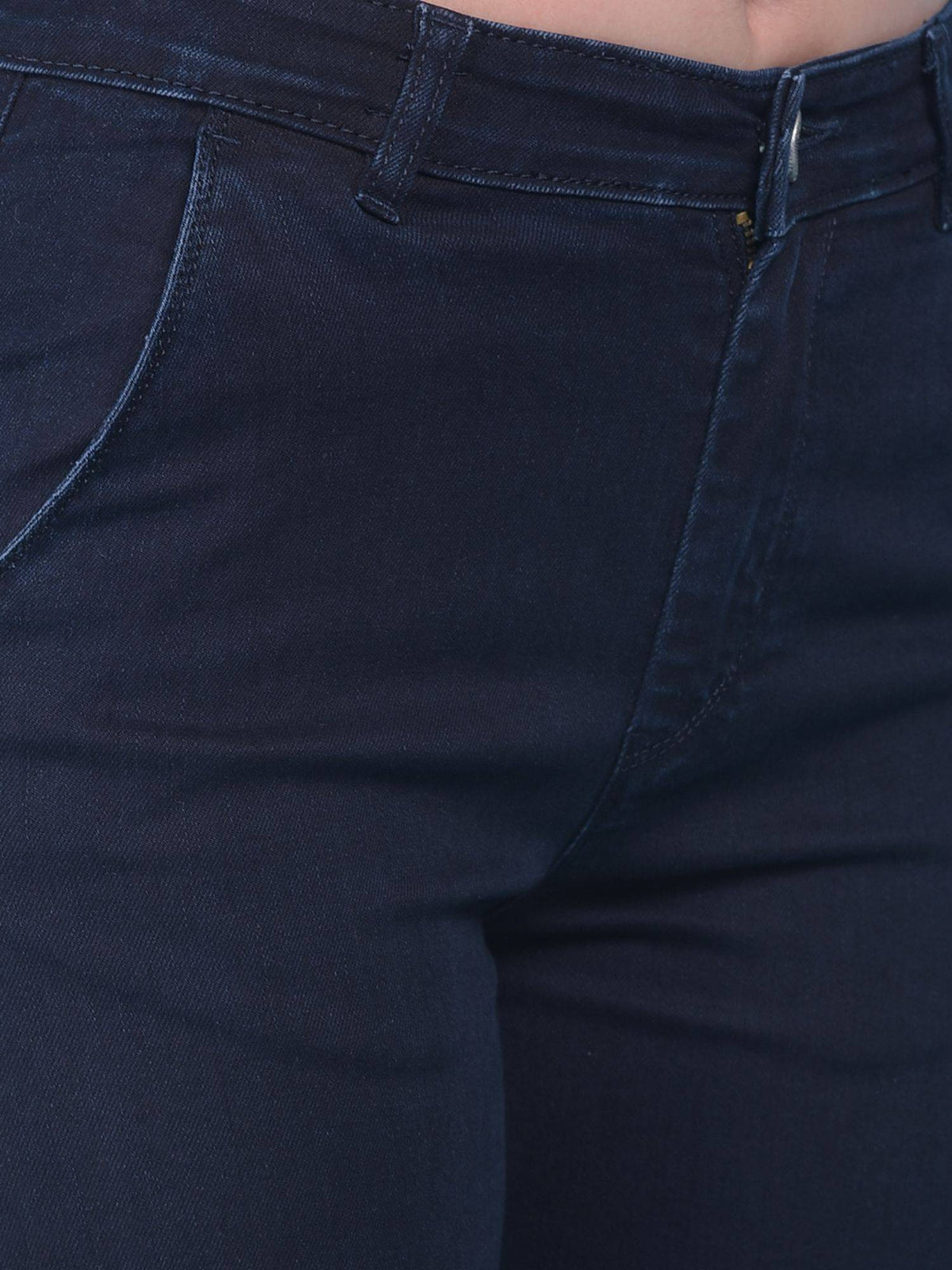 Women Navy Blue Solid Straight Legged Jeans | ST23 - view 6