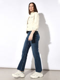 Blue High Rise Flared Cropped Jeans