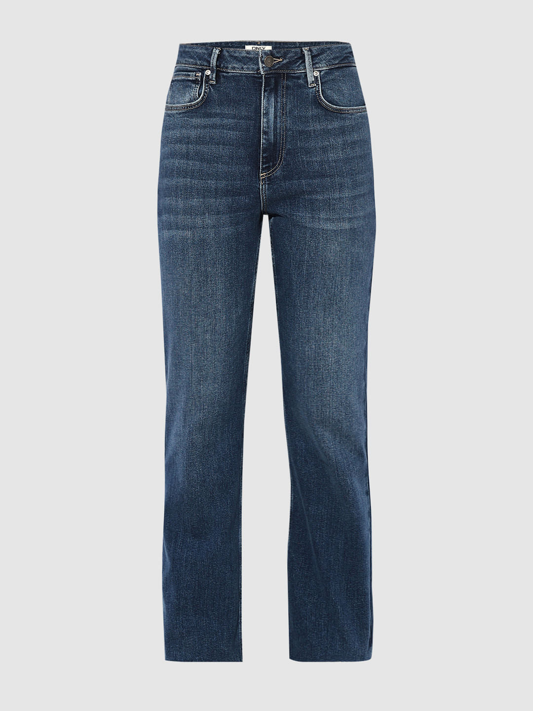 Blue High Rise Flared Cropped Jeans