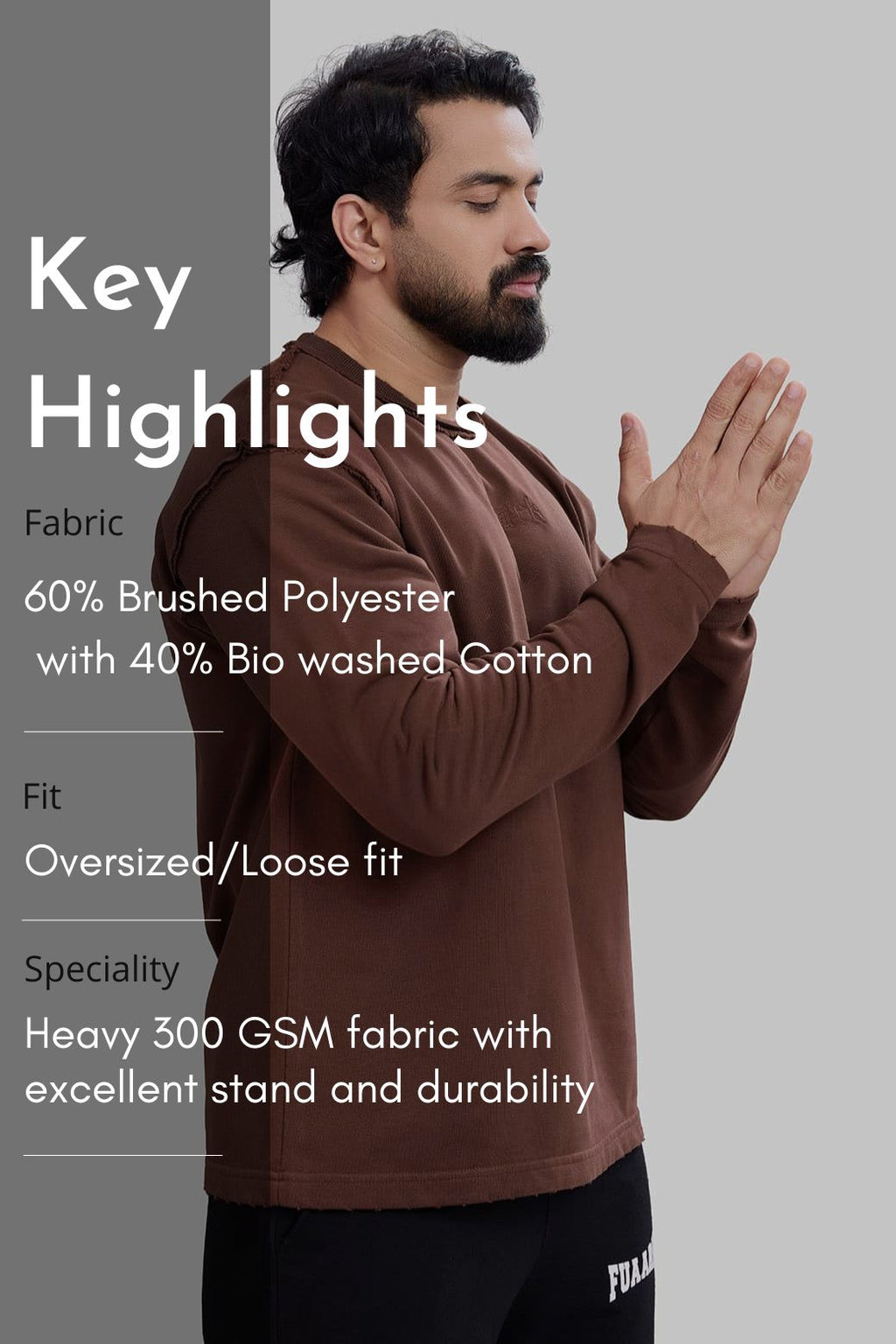 Shell Raw Sweatshirt Brown
