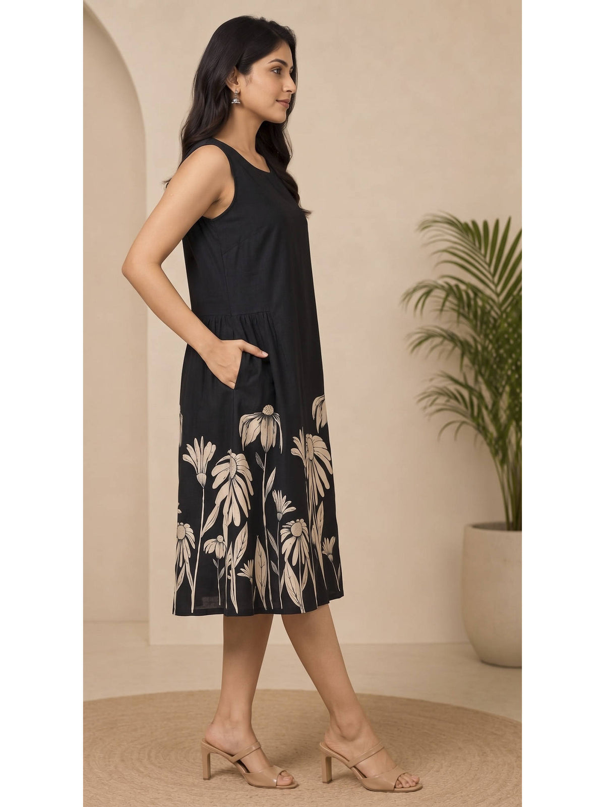 Women's Black A-Line Dress | D56 - view 3