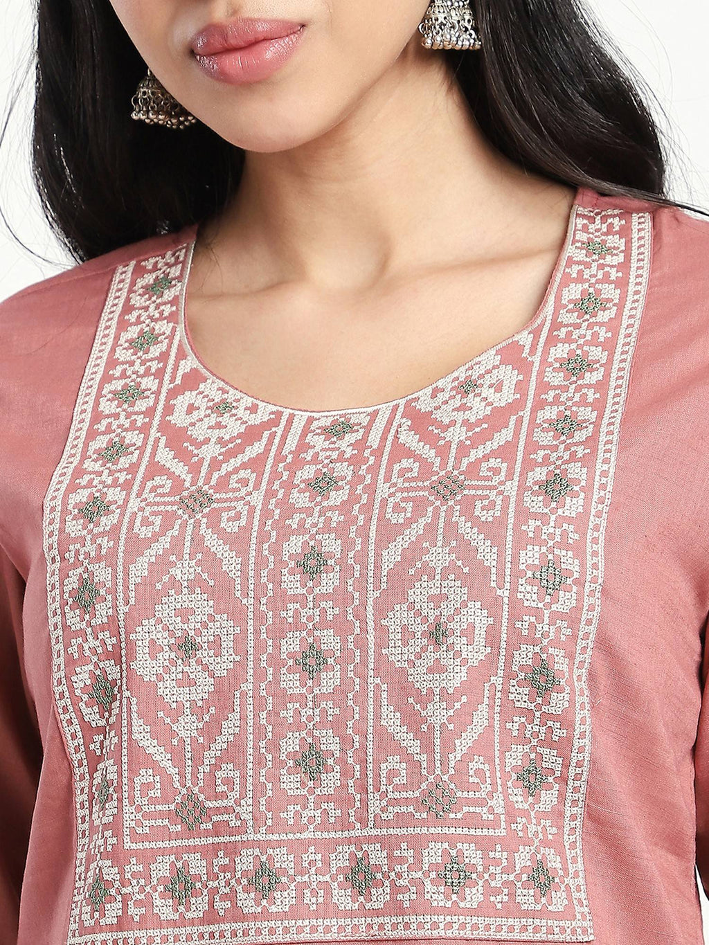 Pink Embroidered Straight Kurta | FY93 - view 4