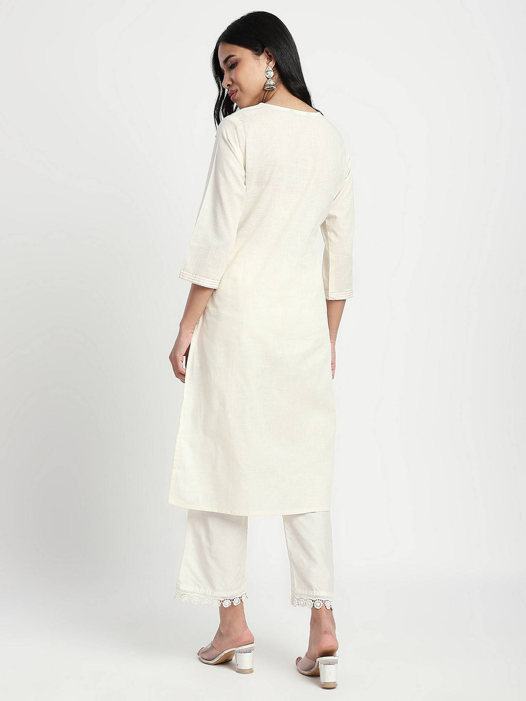 Purple Embroidered Regular Kurta | KDG - view 10