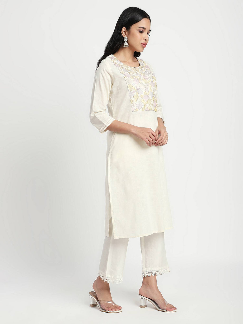 Purple Embroidered Regular Kurta | KDG - view 14