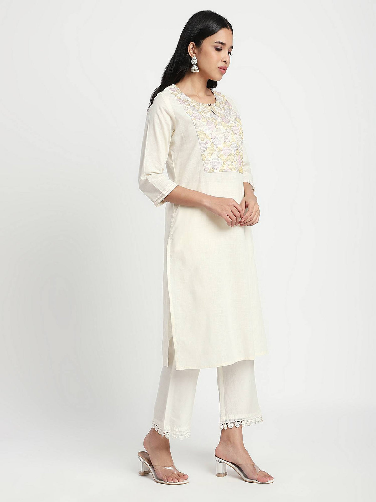 Purple Embroidered Regular Kurta | KDG - view 14