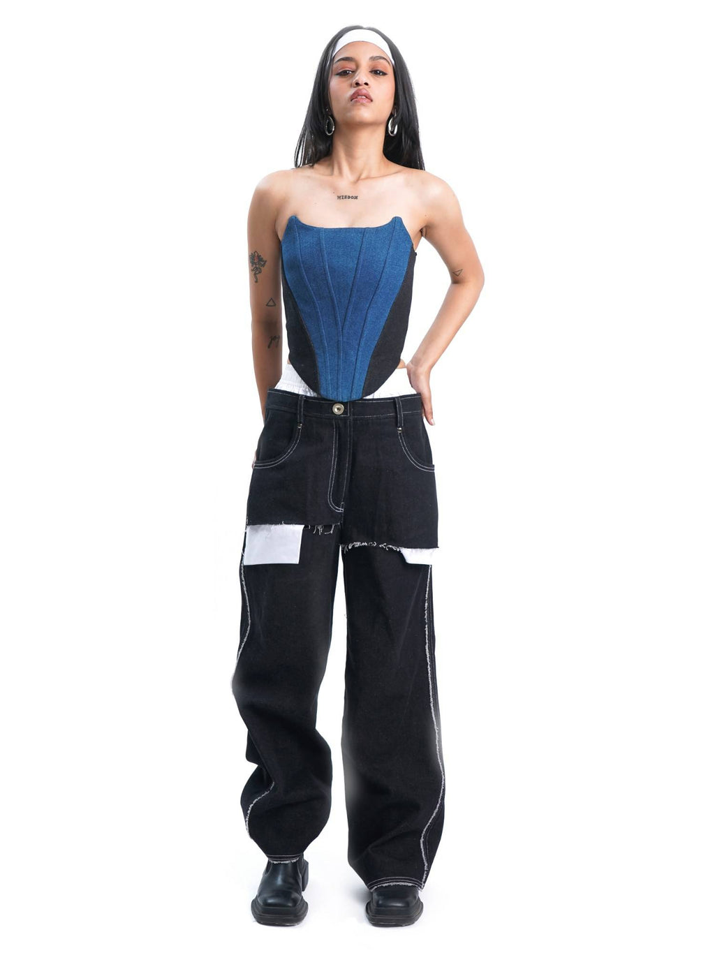 Two Tone Denim Top- Strapless | TT90 - view 1