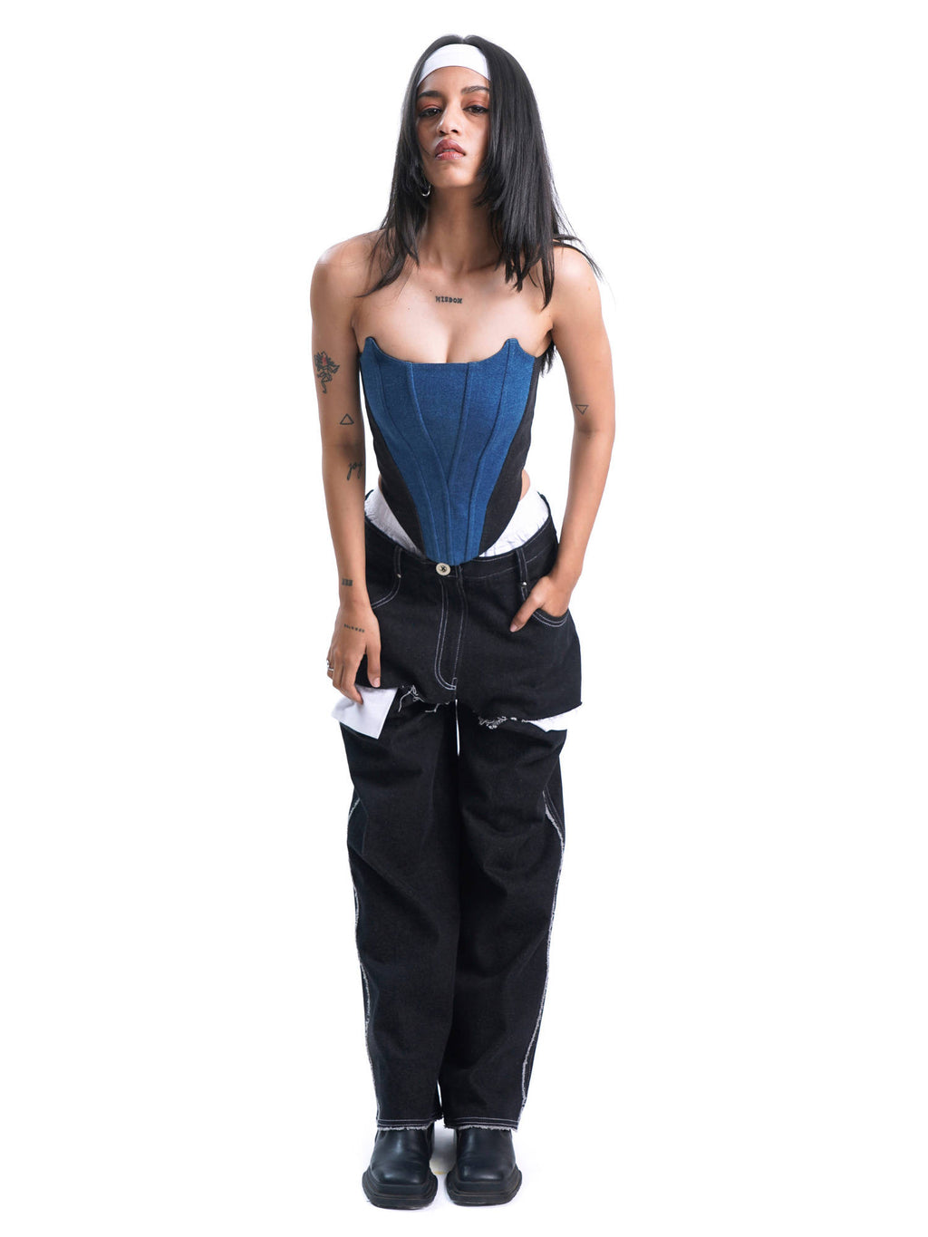 Two Tone Denim Top- Strapless | TT90 - view 3