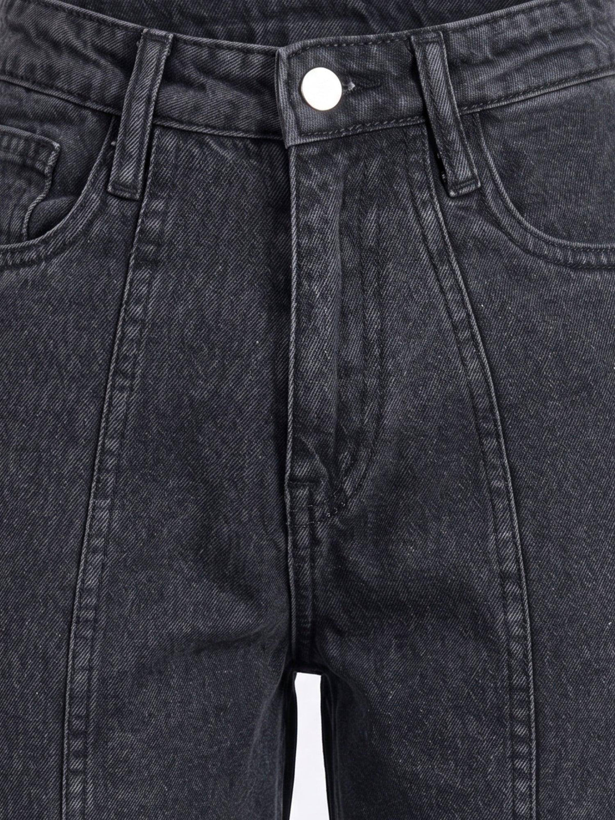 Grey Folded Hem Wide Leg Jeans | WL90 - view 5
