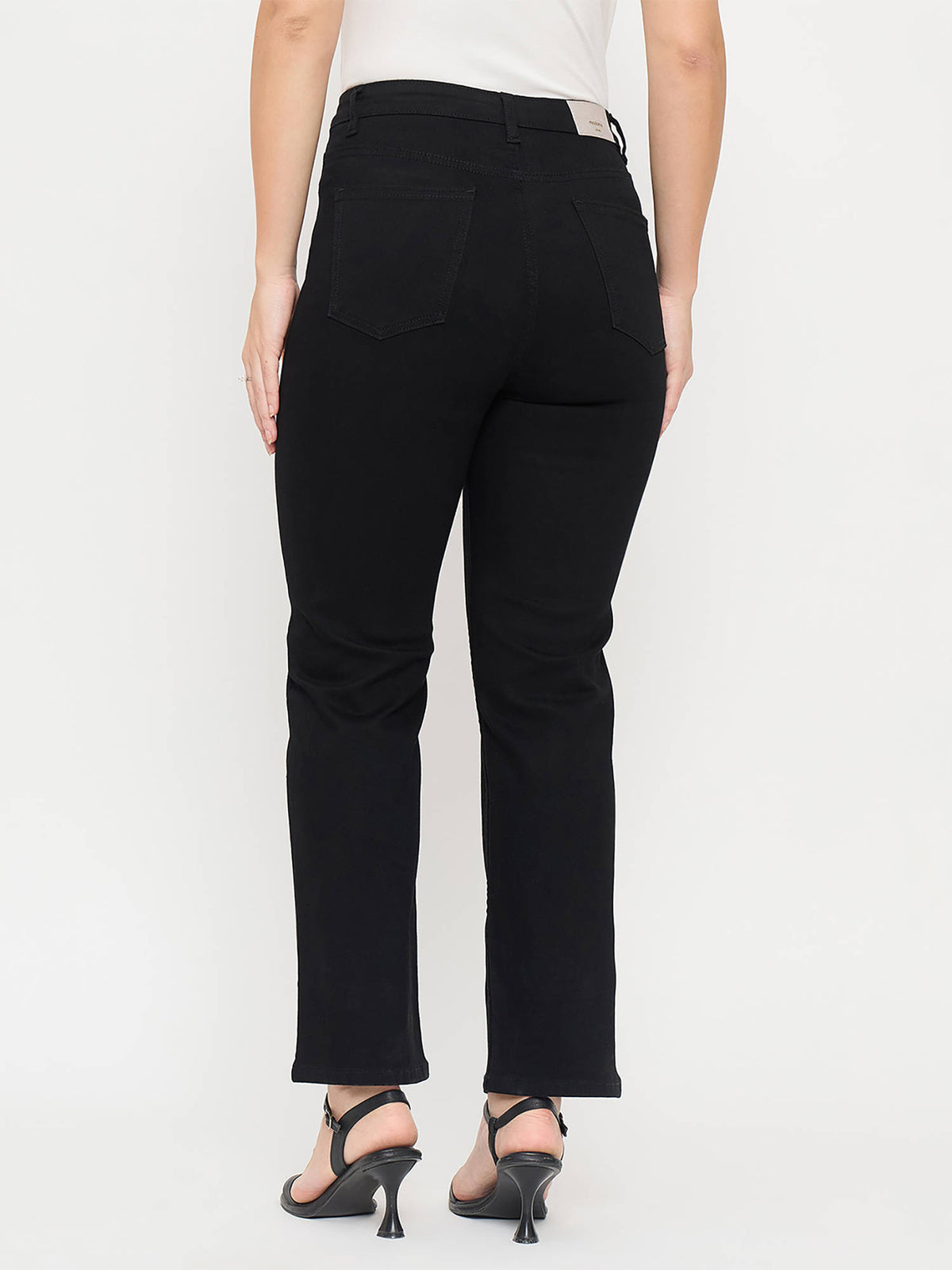 Black Cotton Straight Fit Jeans | ST23 - view 2