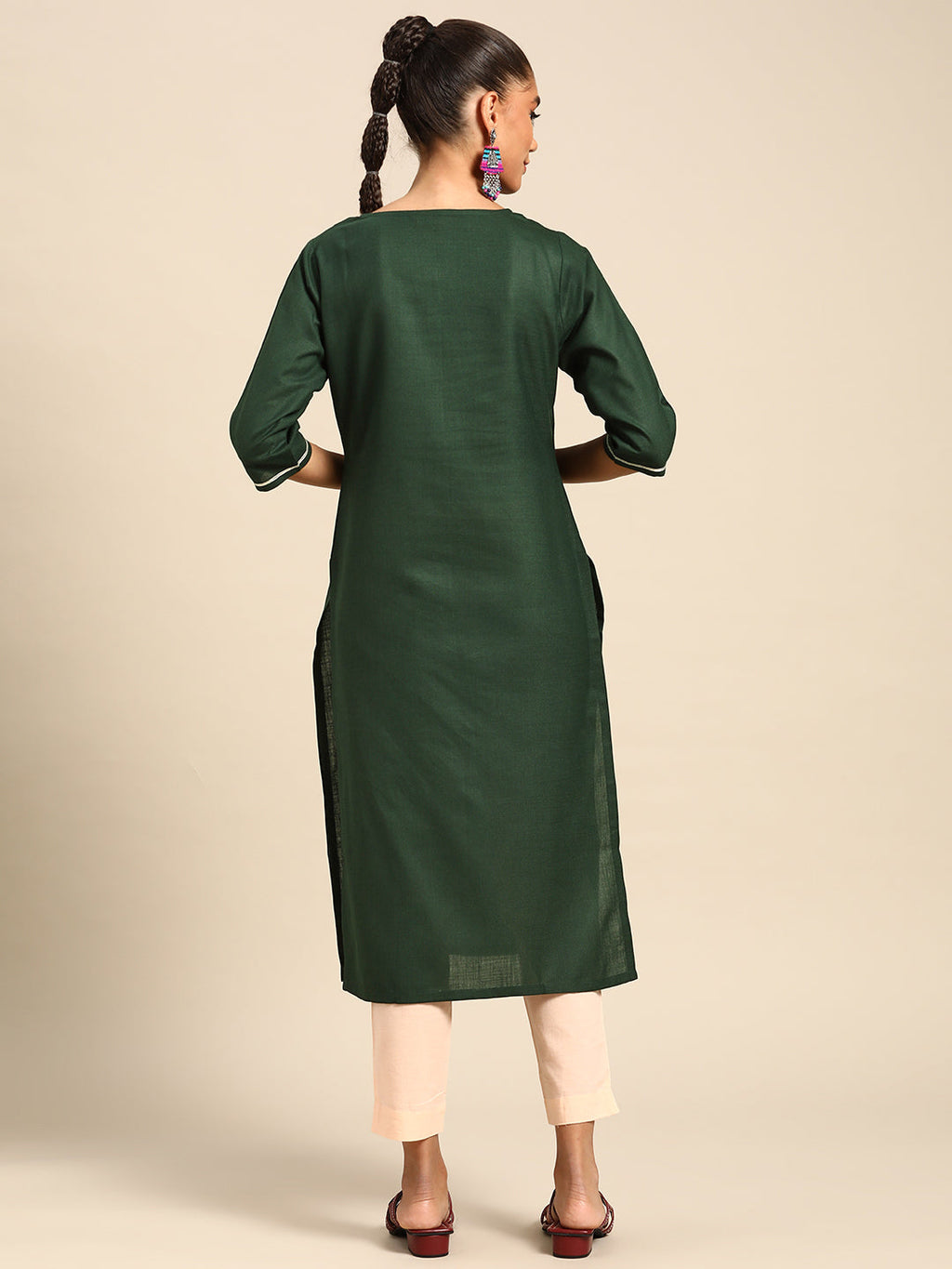 Gerua Green Yoke Design Cotton Blend Kurta