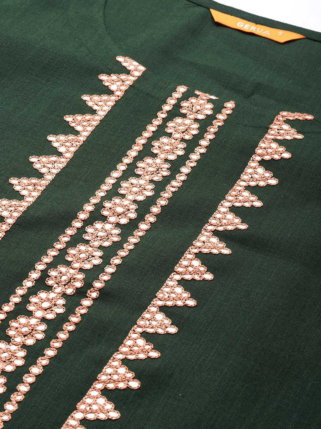 Gerua Green Yoke Design Cotton Blend Kurta
