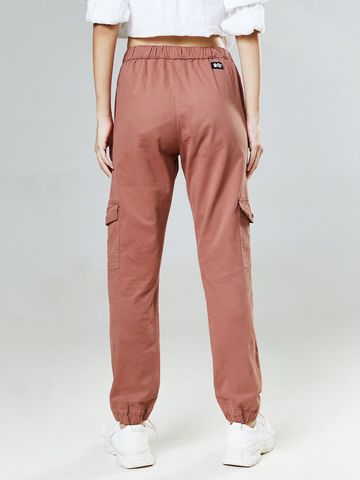Solids Dusty Pink Women Twill Cargo Joggers JB65