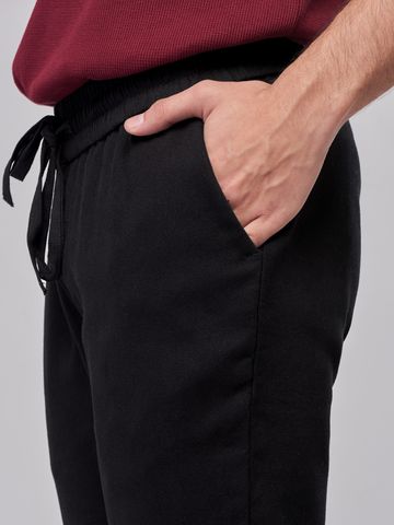 Buy Solids Black Cotton Stretch Structured Pants Online F56