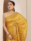 Libas Mustard Printed Silk Blend Saree With Unstitched Blouse Piece S45