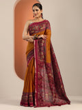 Libas Mustard Solid Cotton Blend Saree With Unstitched Blouse Piece