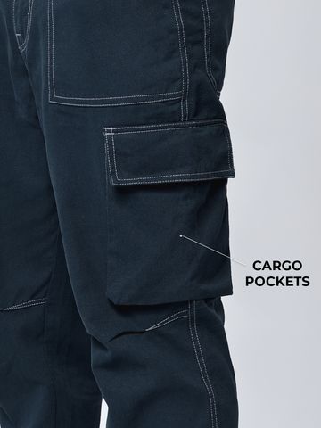 Buy Solids: Navy Men Cargo Pants Online F56