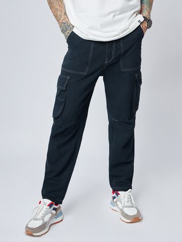 Buy Solids: Navy Men Cargo Pants Online F56