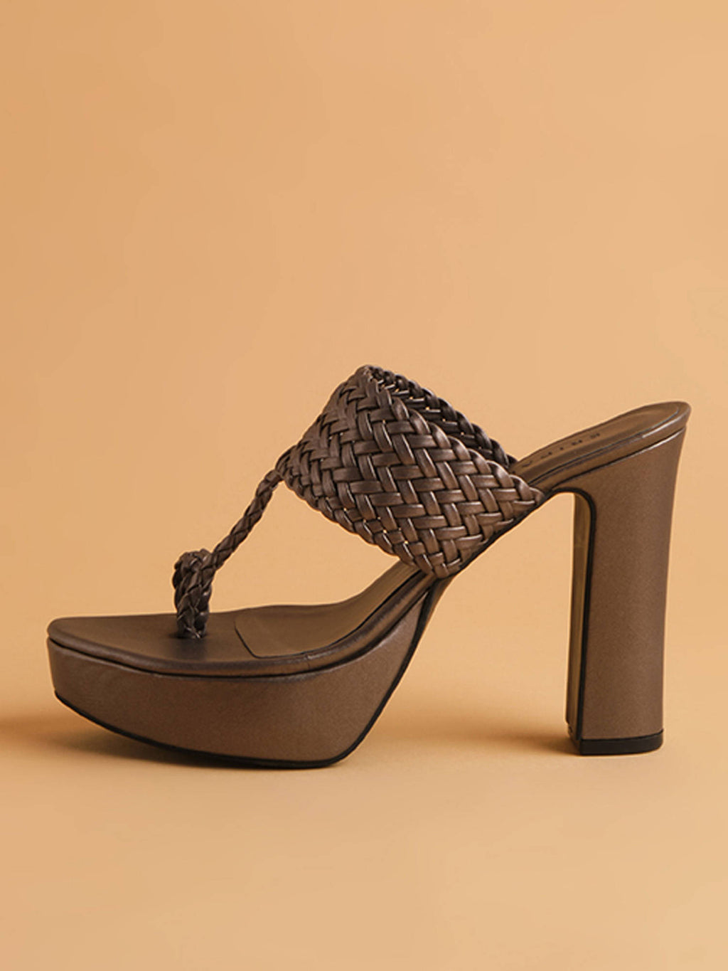 Woven Gunmetal Frida Kolhapuri Heels | H78 - view 3