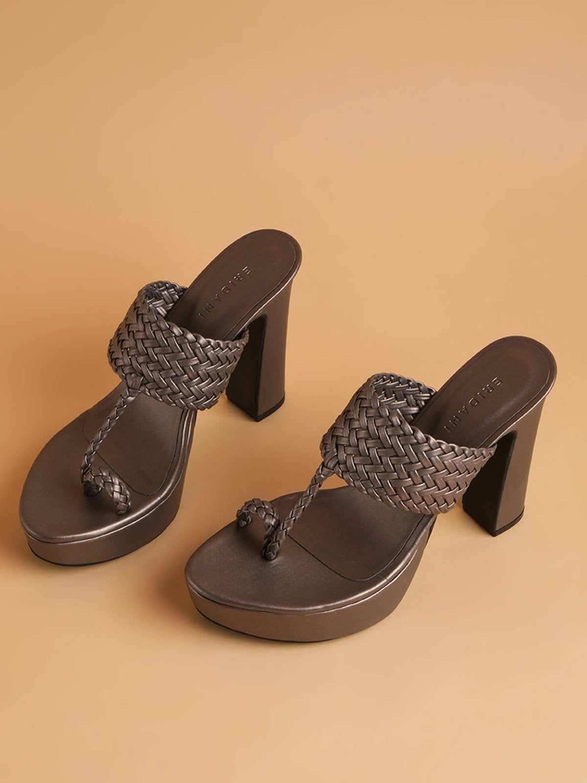 Woven Gunmetal Frida Kolhapuri Heels | H78 - view 4