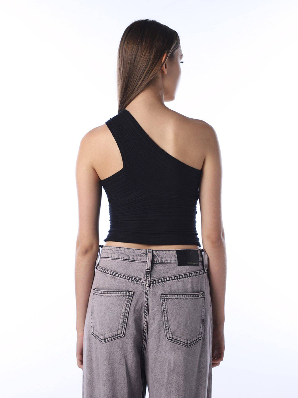 Women's Solid Slim Fit Black Crop Top | CT61 - view 6
