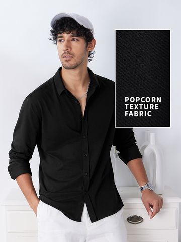 Buy Solids: Black Knit Shirt Online C76