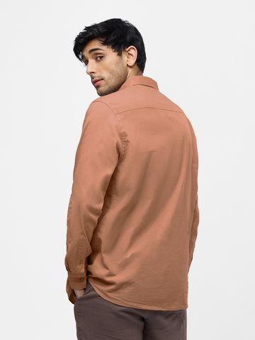 Buy Solids: Orange Men Cotton Linen Shirts Online C76