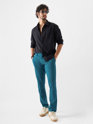 Buy Solids: Steel Blue Grey Men Cotton Pants Online F56