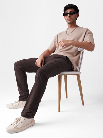 Buy Solids: Brown Men Cargo Pants Online F56