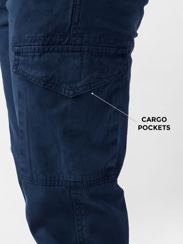 Buy Solids: Navy Blue Men Cargo Pants Online F56