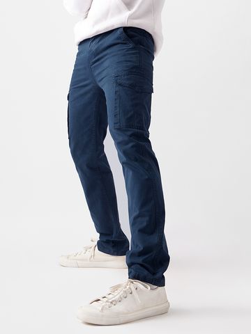 Buy Solids: Navy Blue Men Cargo Pants Online F56
