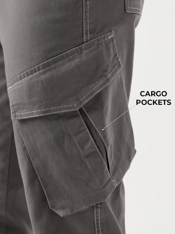 Buy Solids: Light Grey Men Cargo Pants Online F56