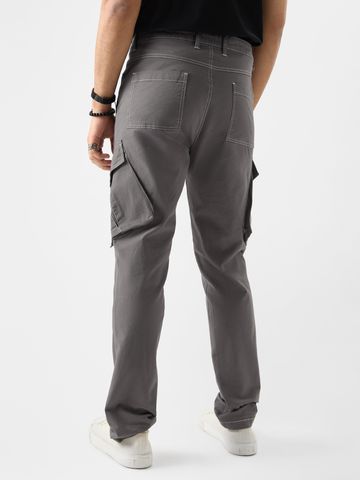Buy Solids: Light Grey Men Cargo Pants Online F56