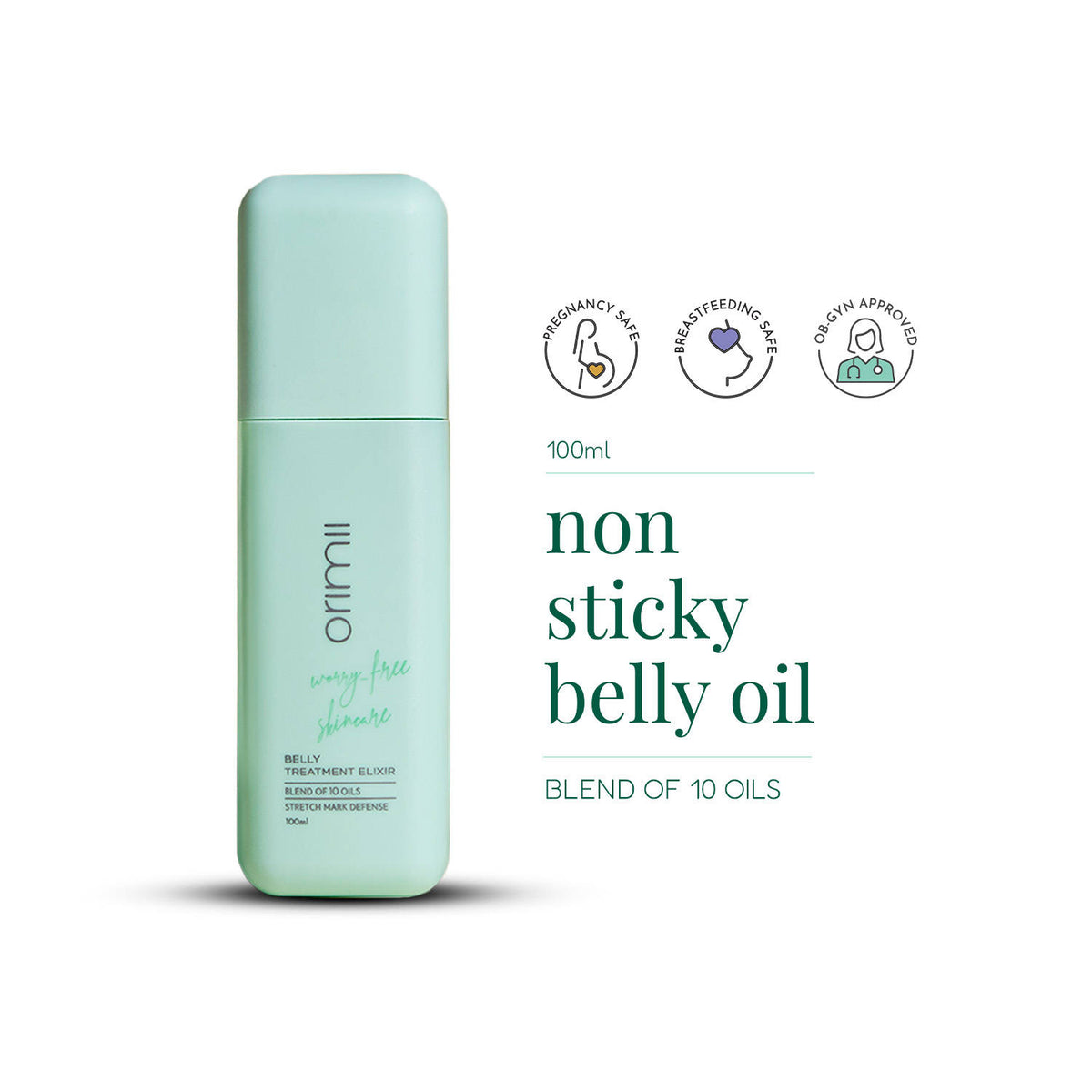 Belly Treatment Elixir - Body Oil For Stretch Marks; Fragrance Free, Pregnancy Safe | B20 - view 1