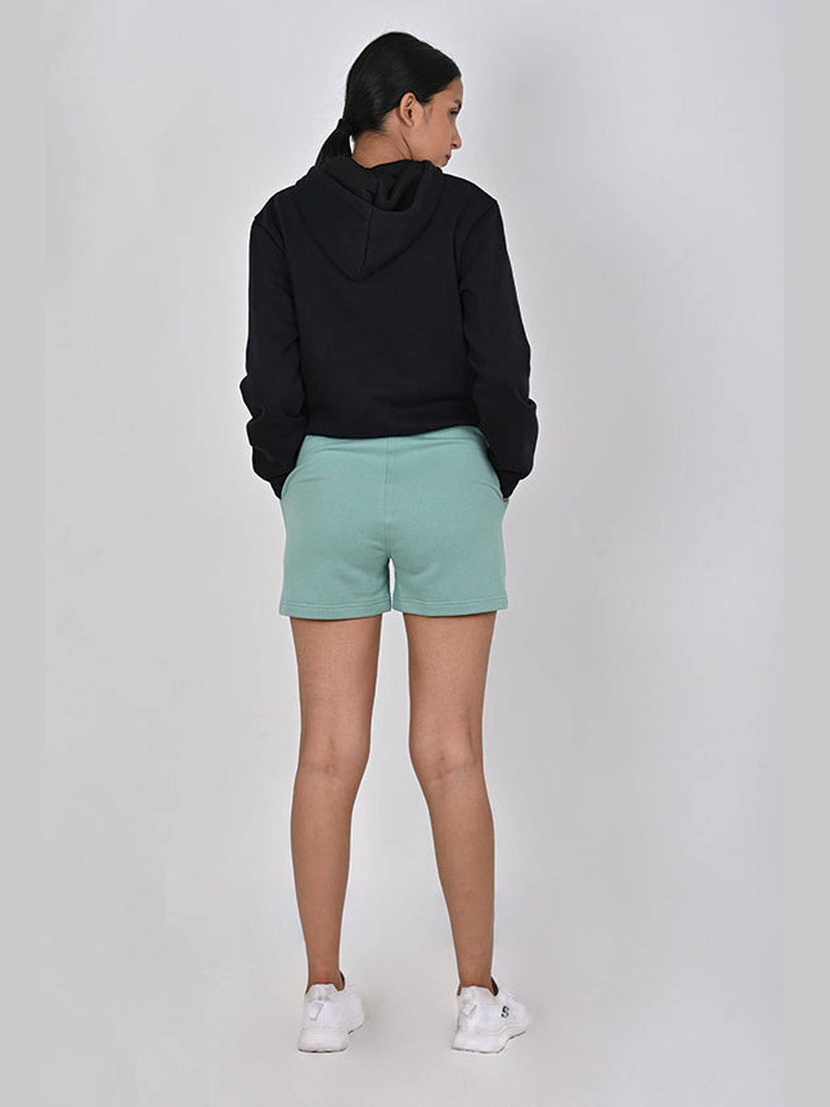 Green Pure Cotton Regular Solid Shorts - view 2