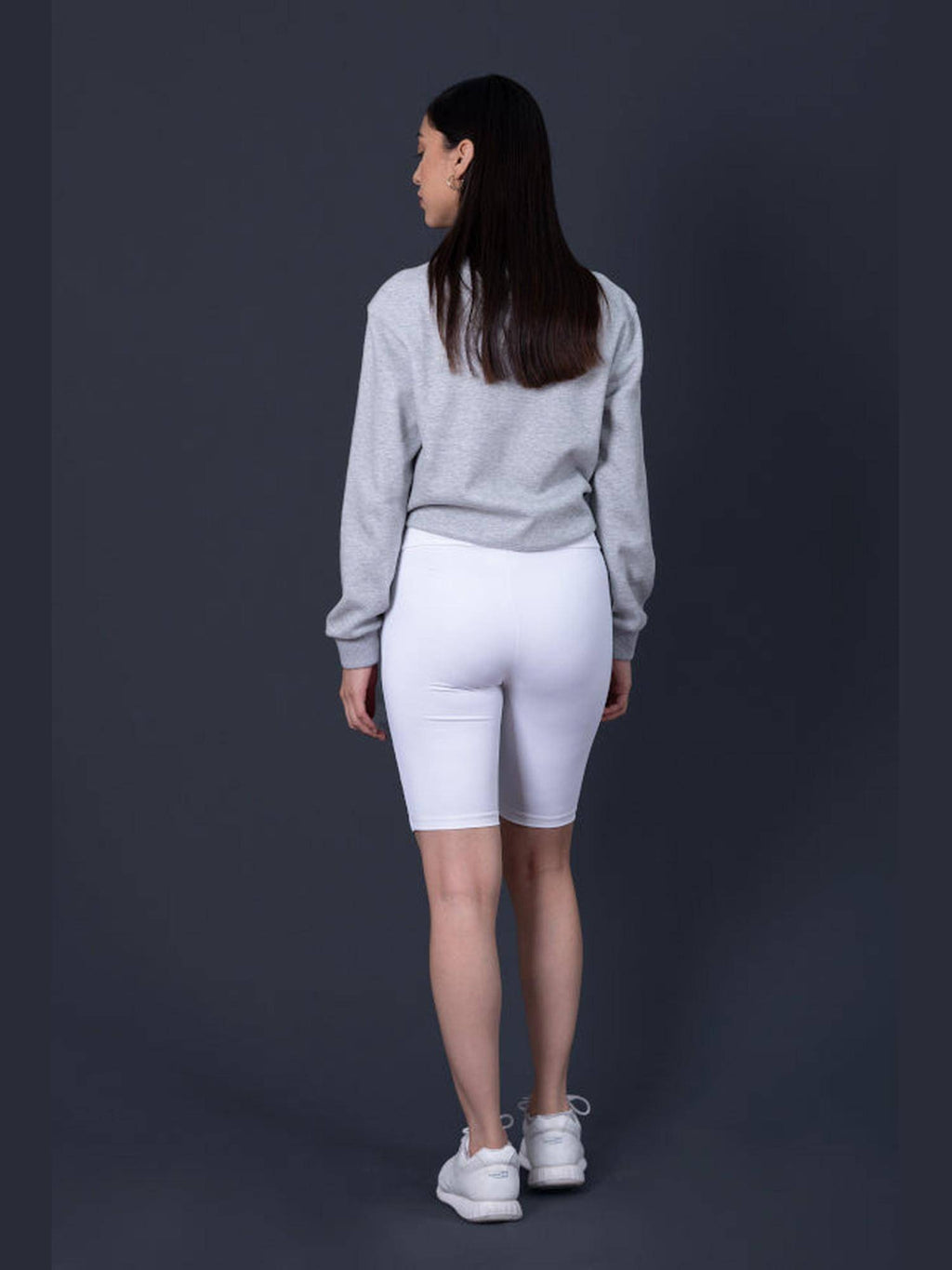 White Pure Cotton Fitted Solid Shorts - view 2