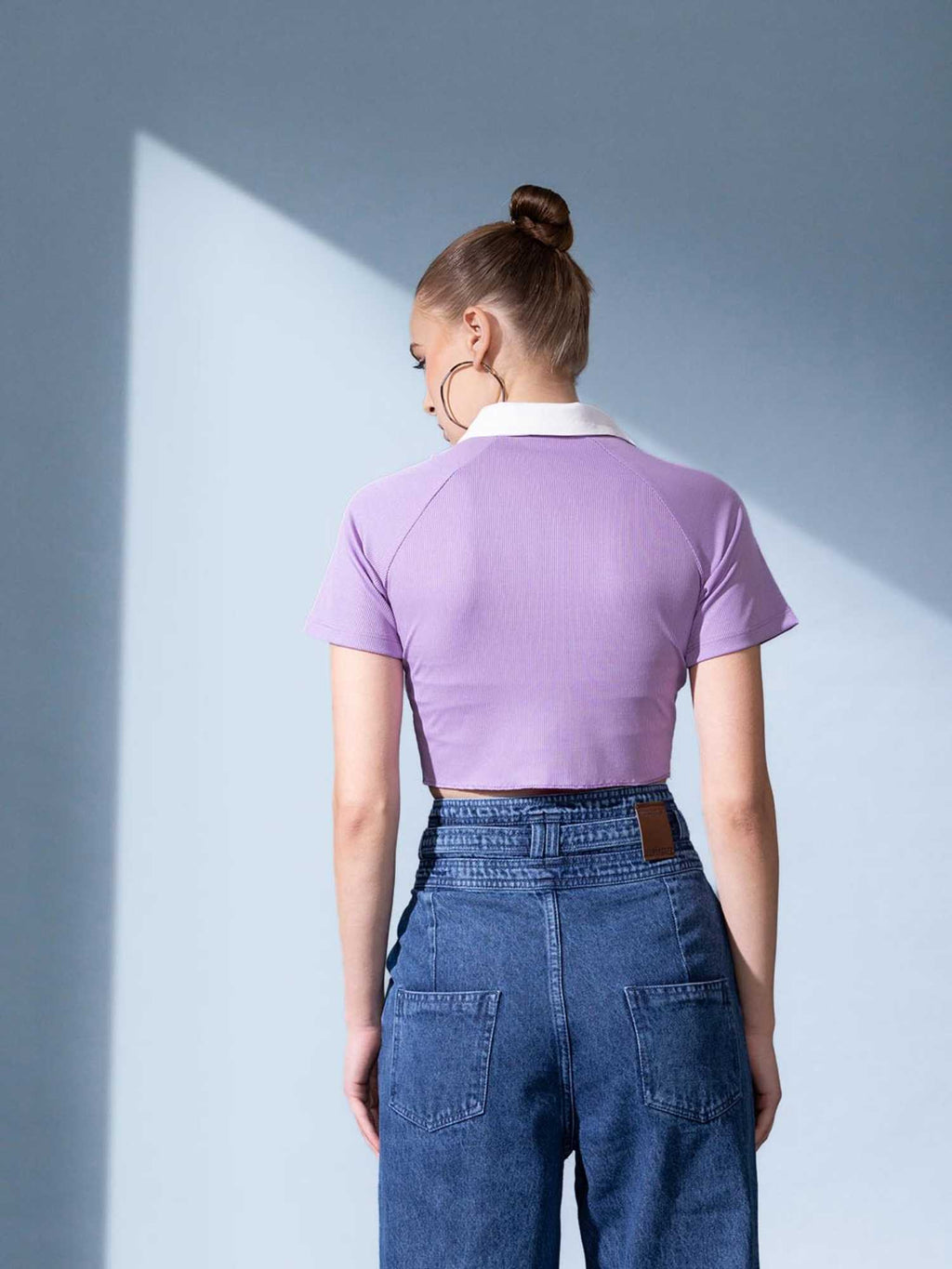 Lavender Contrast Collar Polo T-Shirt | PW43 - view 5