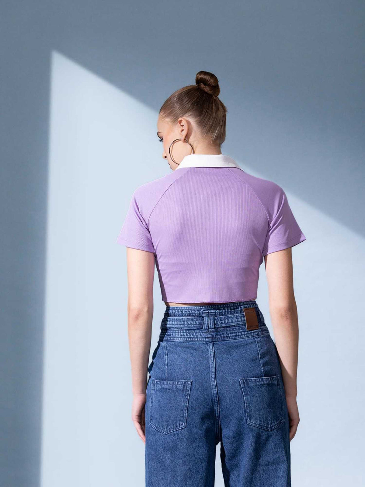 Lavender Contrast Collar Polo T-Shirt | PW43 - view 5