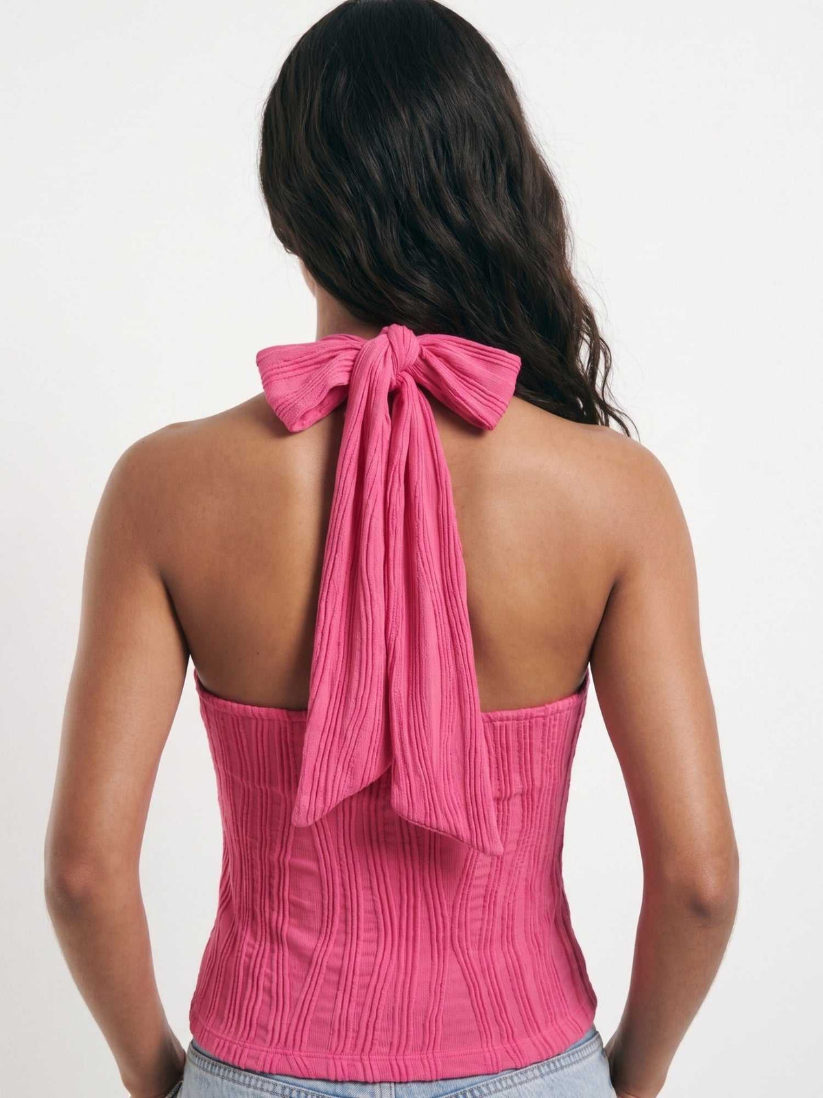 Pink Backless Halter-Neck Crop Top | CT61 - view 2