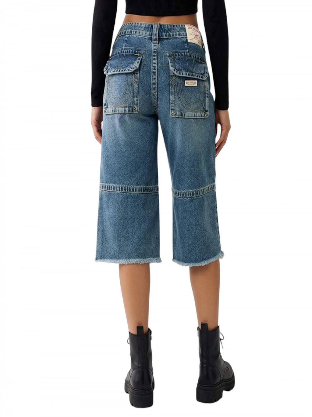 Blue Baggy Cargo Capri Jeans | BG78 - view 2