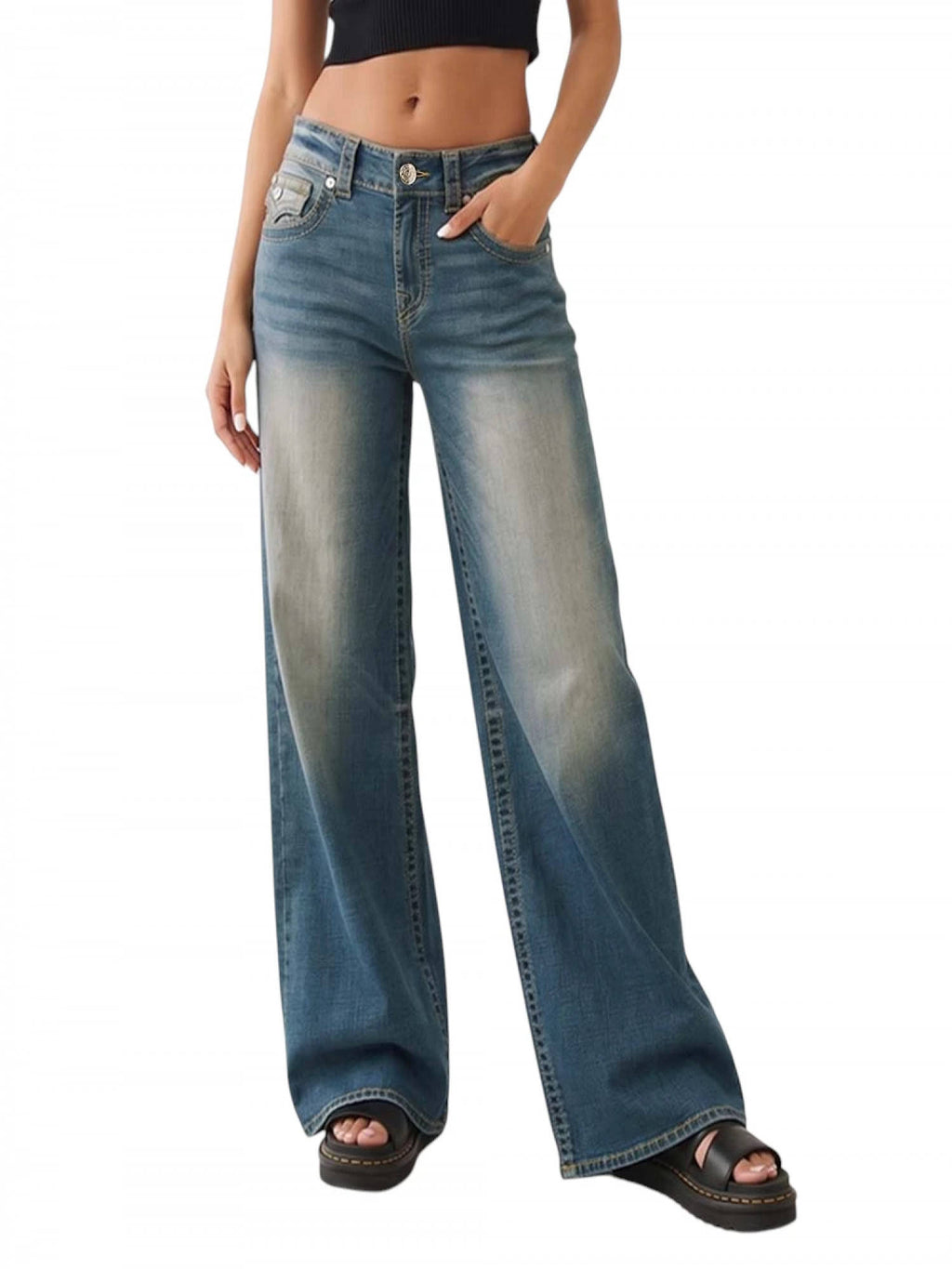 Blue Mid Rise Baggy Jeans | BG78 - view 1